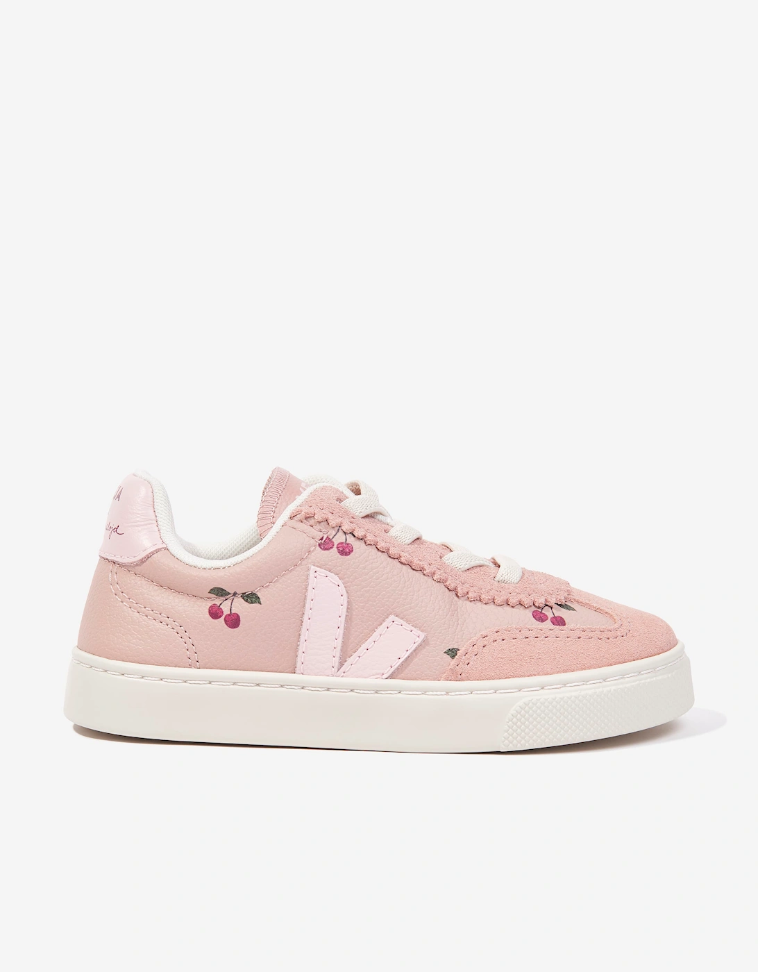 Veja Girls Leather Veja X Konges Slojd Small Volley Trainers in Pink