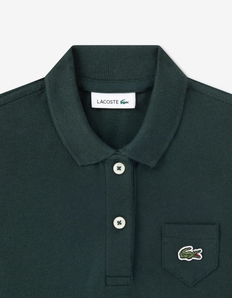 Lacoste Girls Pique Polo Dress in Green