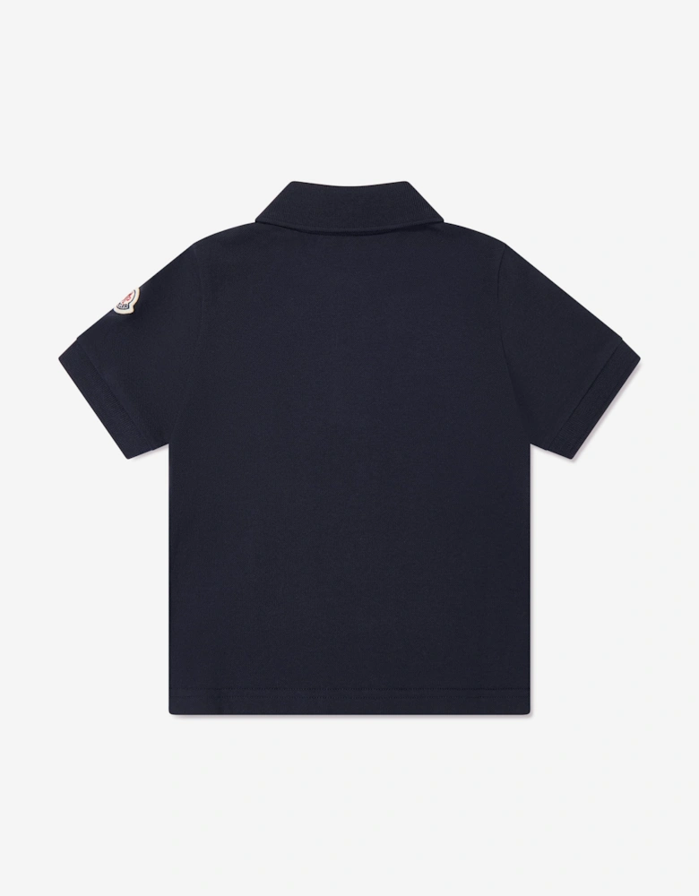 Moncler Enfant Boys Logo Tab Polo Shirt in Navy