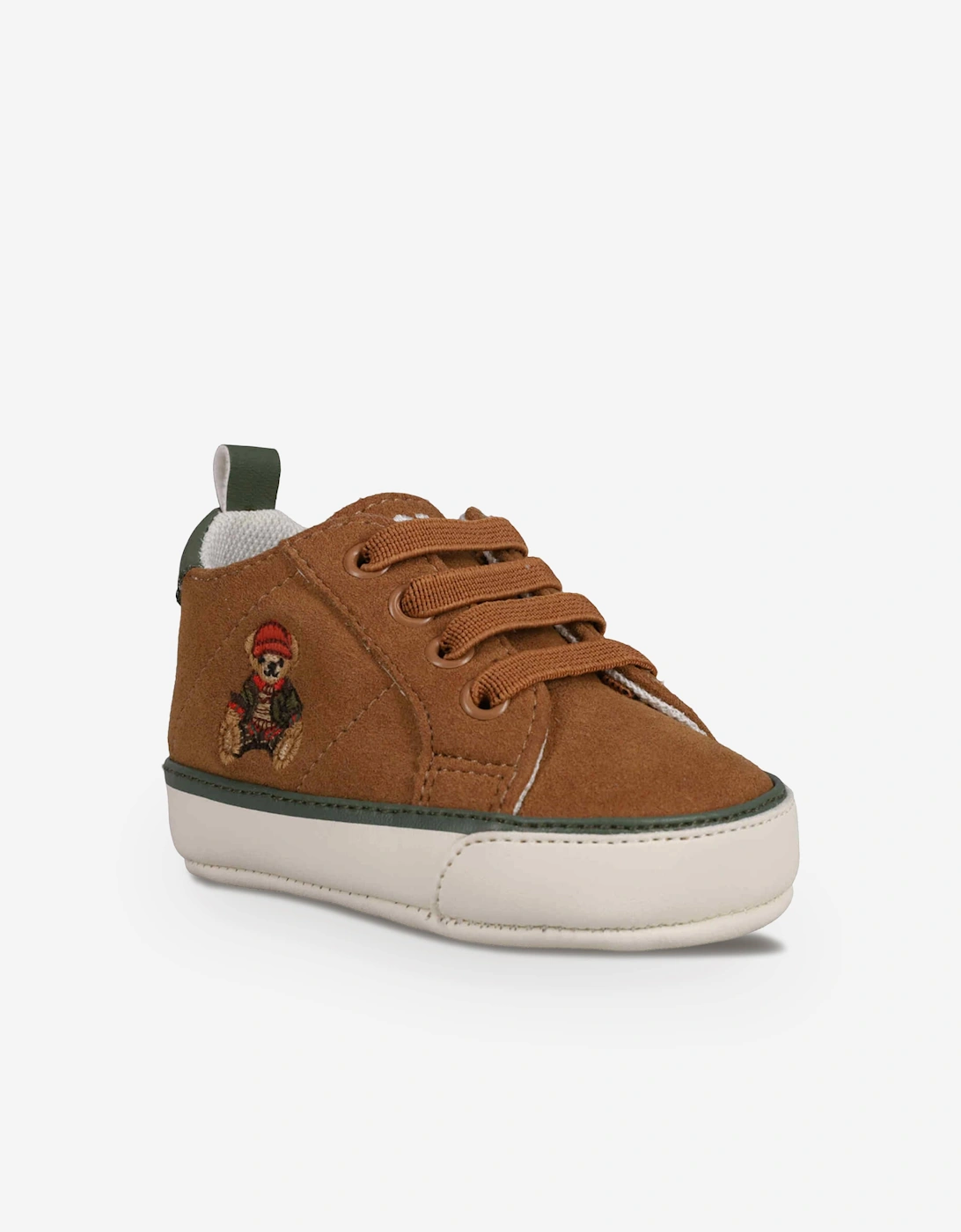 Ralph Lauren Baby Boys Quilton Bear Gore Hi Layette Trainers in Brown