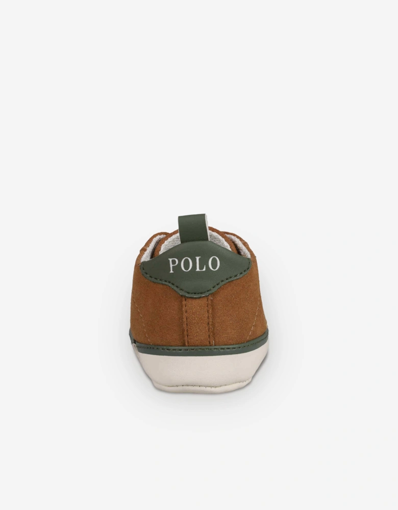 Ralph Lauren Baby Boys Quilton Bear Gore Hi Layette Trainers in Brown
