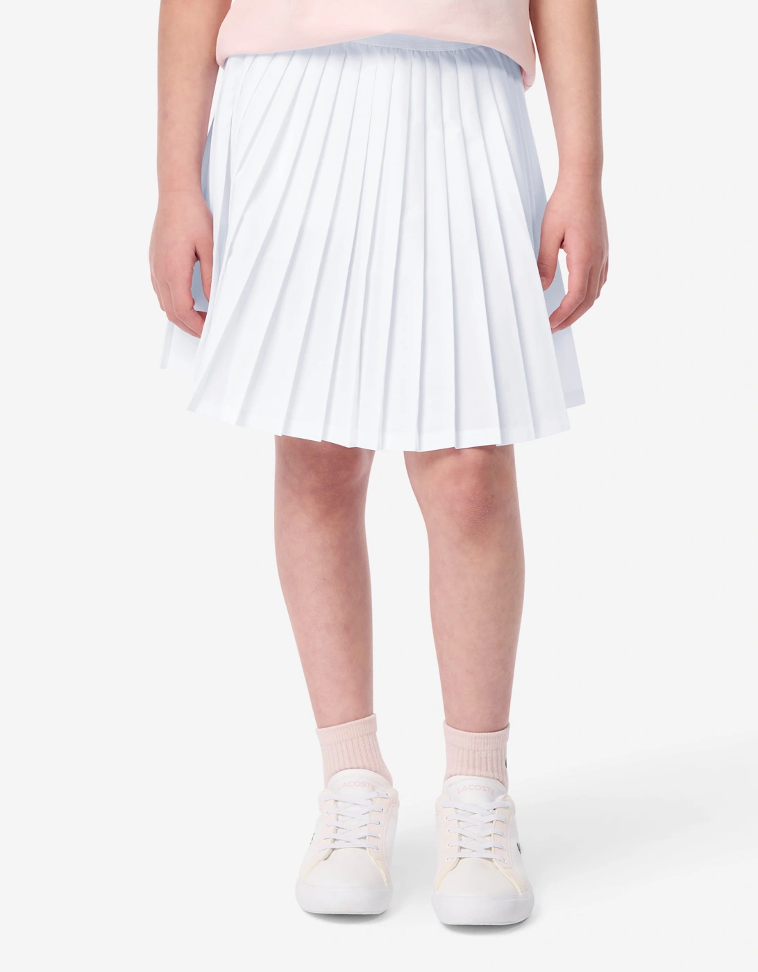 Lacoste Girls Logo Sport Pleated Skirt in White