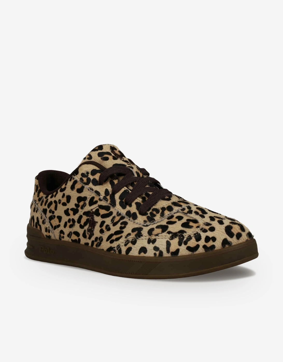 Ralph Lauren Girls Hollis Leopard Calf Hair Trainers in Beige