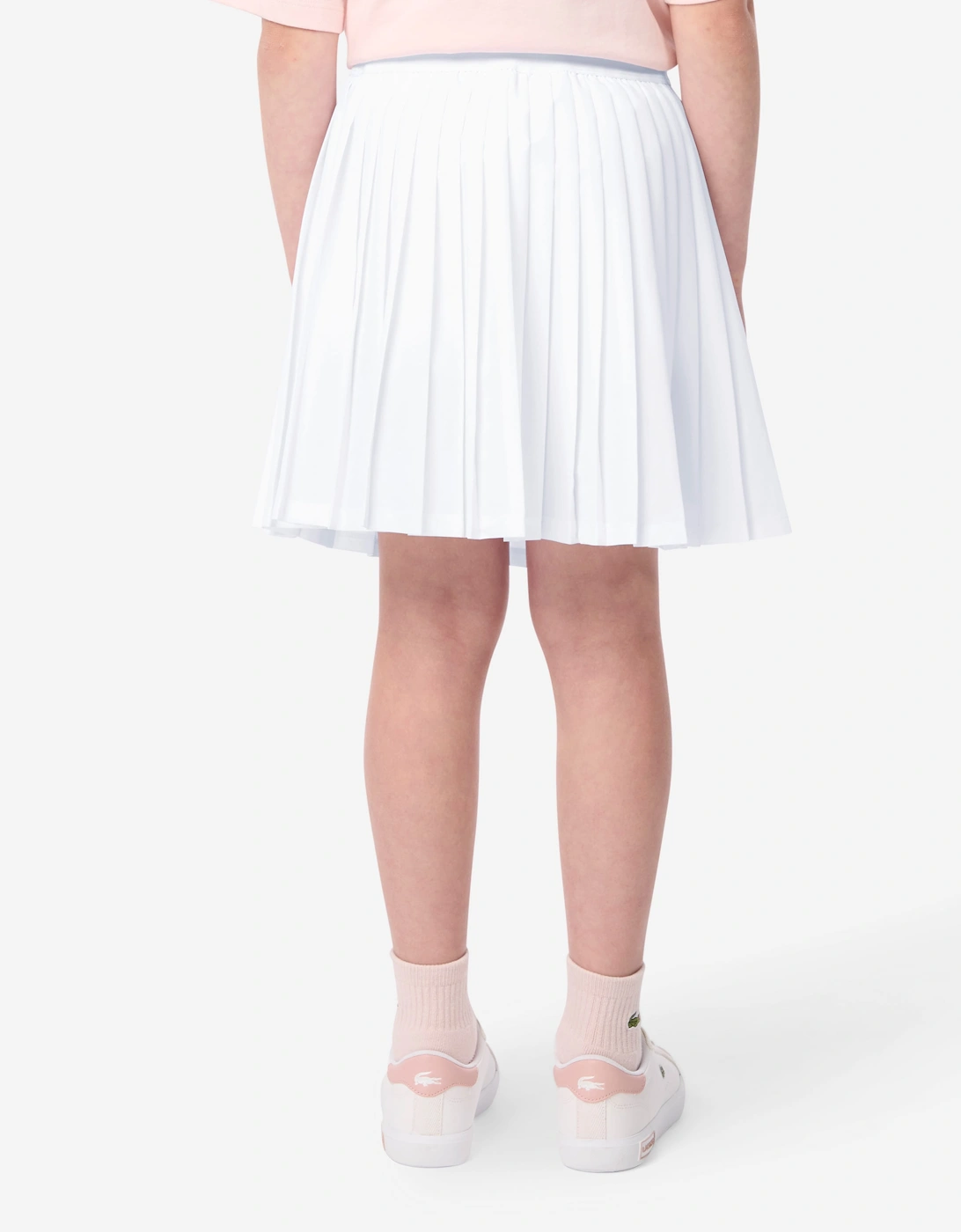Lacoste Girls Logo Sport Pleated Skirt in White