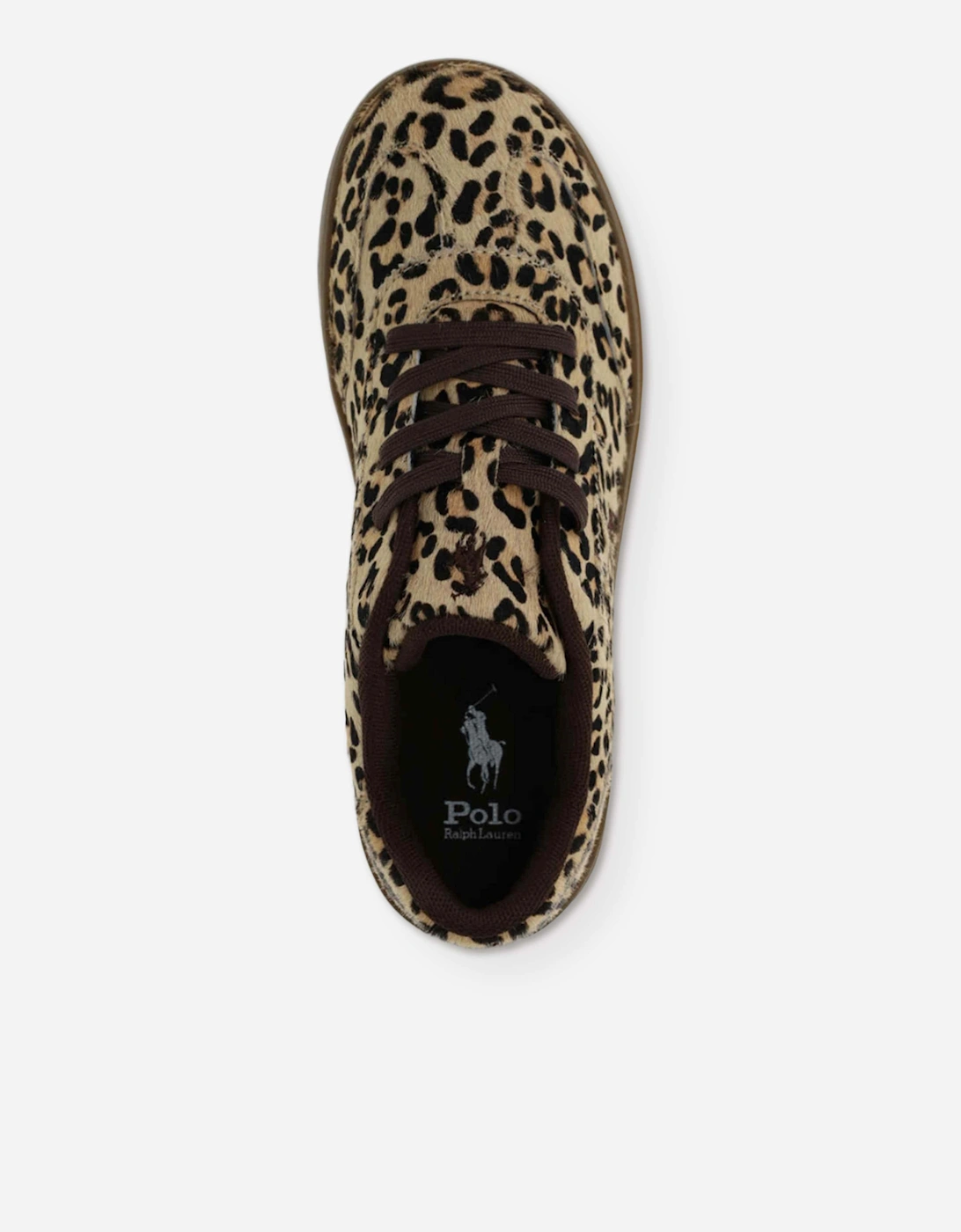 Ralph Lauren Girls Hollis Leopard Calf Hair Trainers in Beige