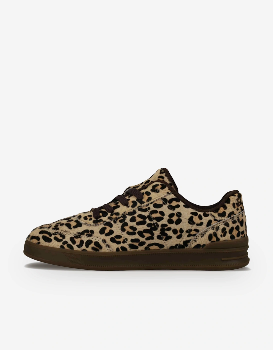 Ralph Lauren Girls Hollis Leopard Calf Hair Trainers in Beige