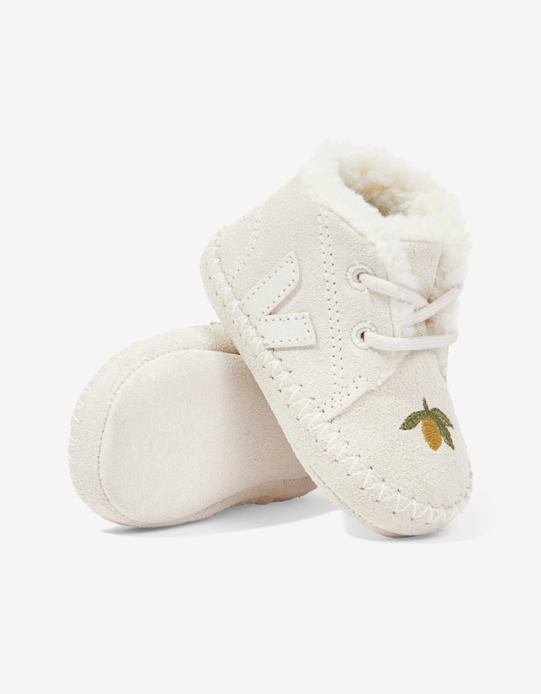 Veja Baby Girls Suede Veja X Konges Slojd Booties in Ivory