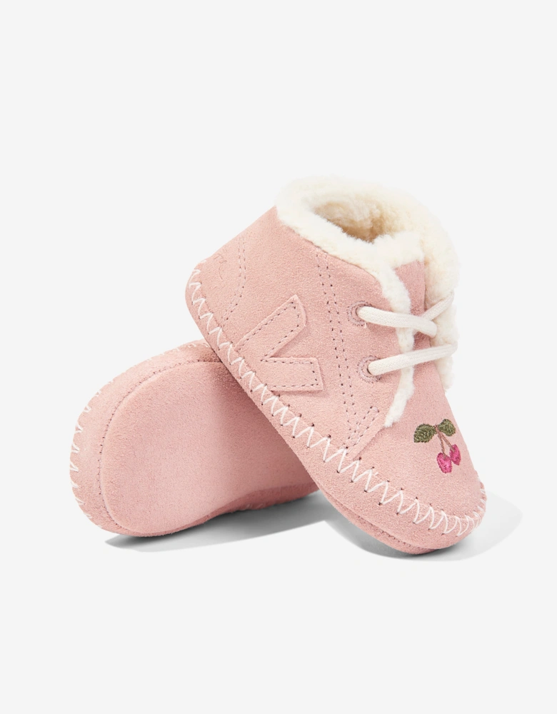Veja Baby Girls Suede Veja X Konges Slojd Booties in Pink