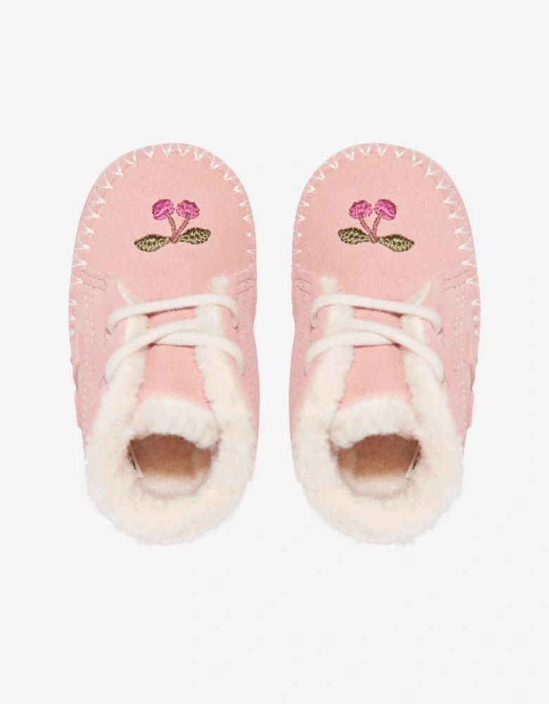 Veja Baby Girls Suede Veja X Konges Slojd Booties in Pink