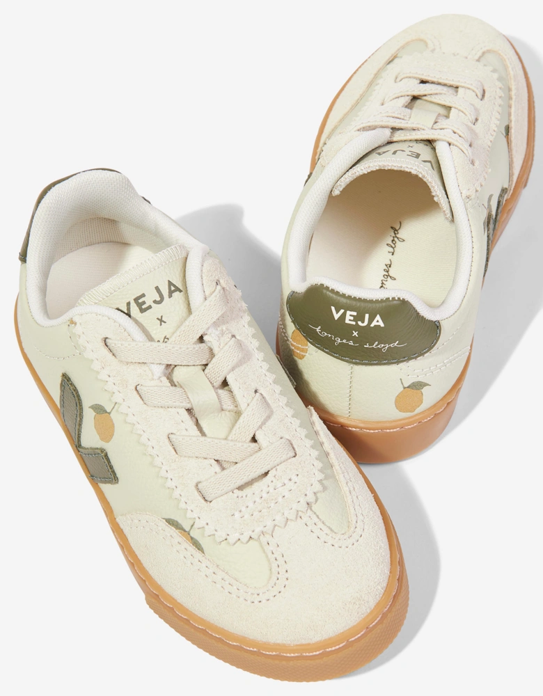 Veja Kids Leather Veja X Konges Slojd Small Volley Trainers in Ivory