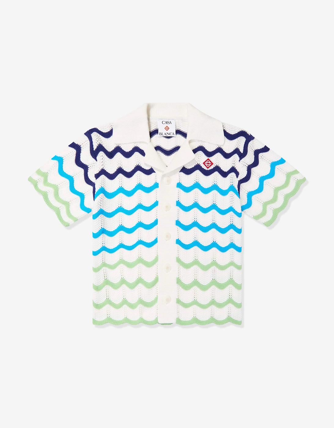 Casablanca Boy's Casablanca Boys Gradient Wave Crochet Shirt in Blue