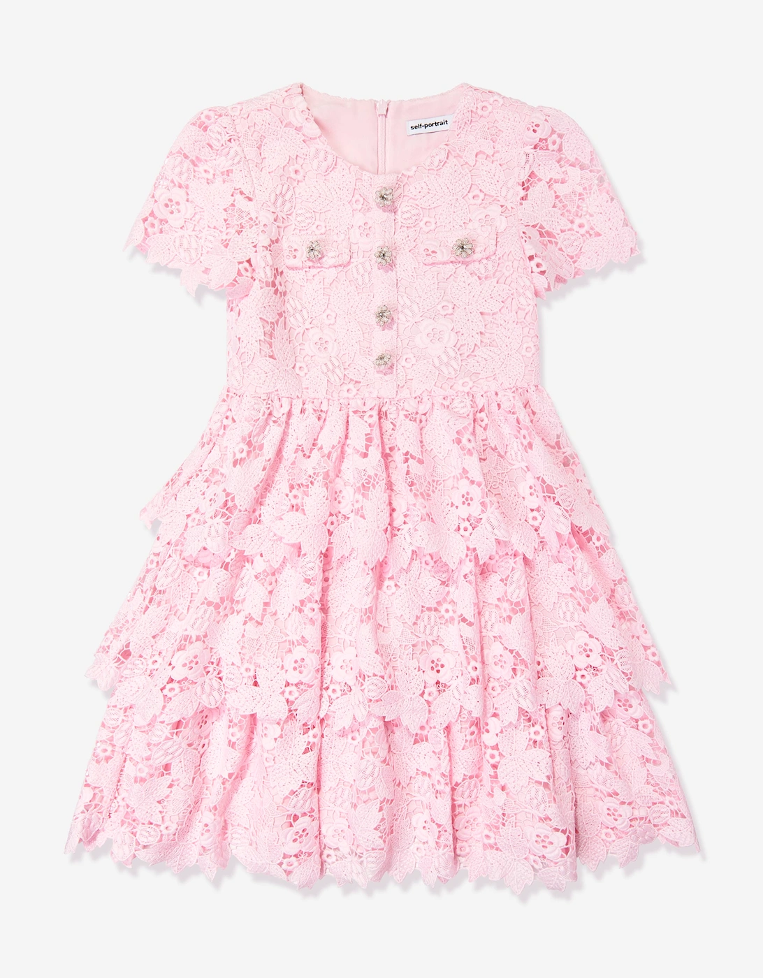 Self Portrait Girls Butterfly Lace Dress in Pink