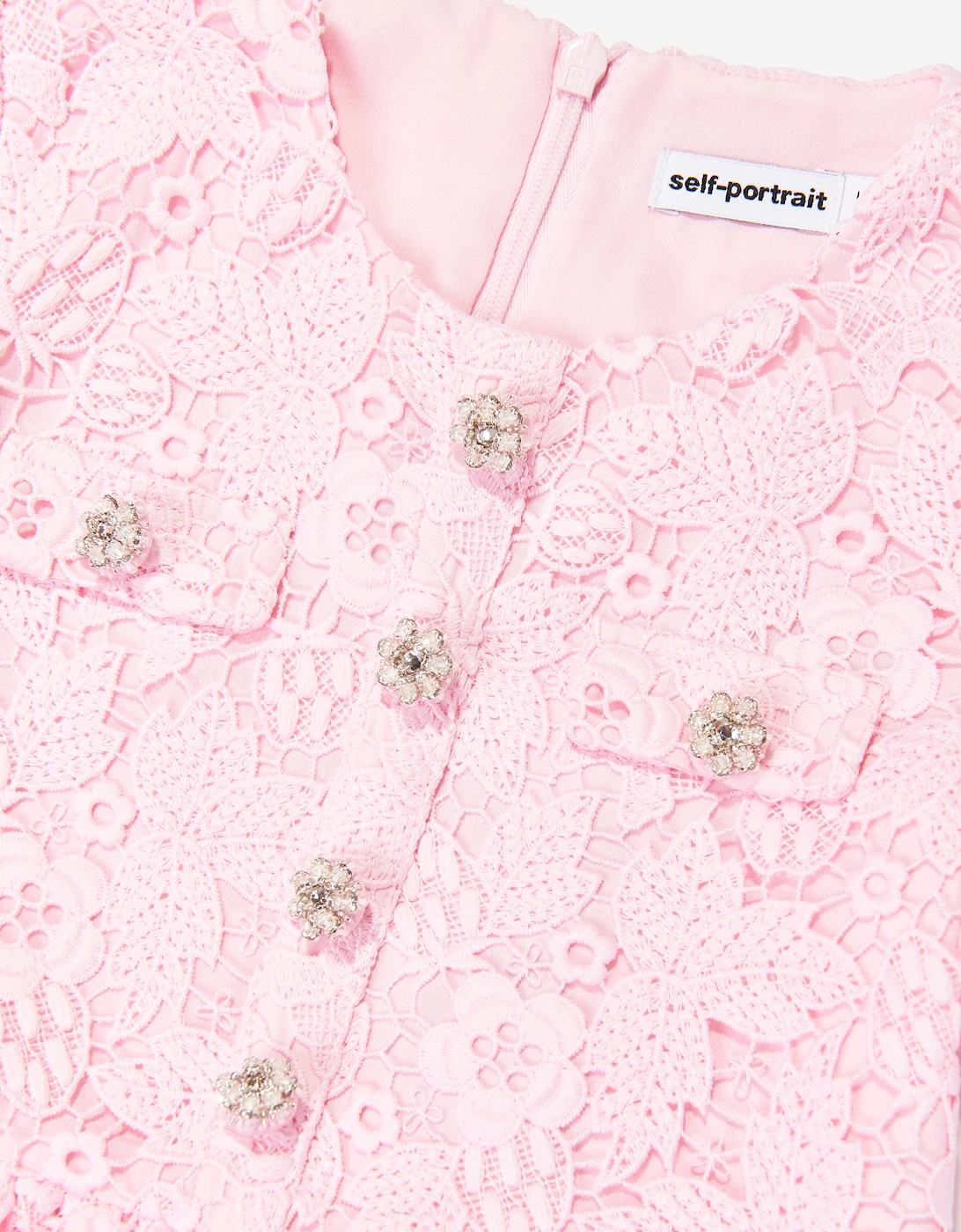 Self Portrait Girls Butterfly Lace Dress in Pink