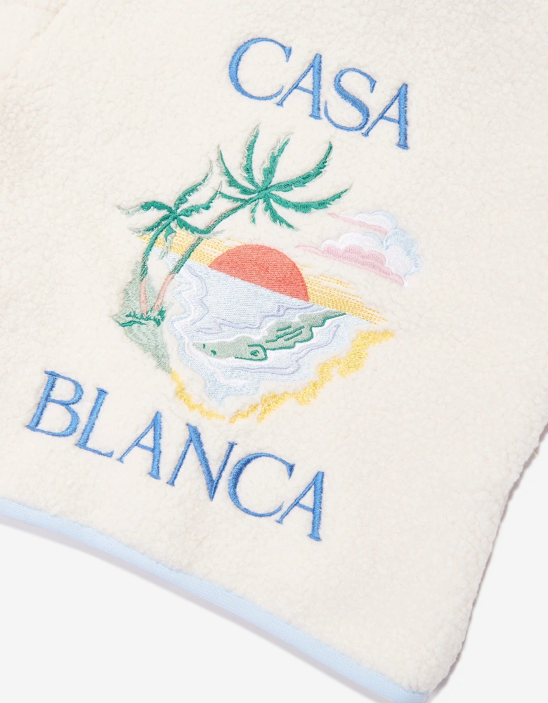 Casablanca Kids Phantasmagoria Embroidered Fleece Jacket in White