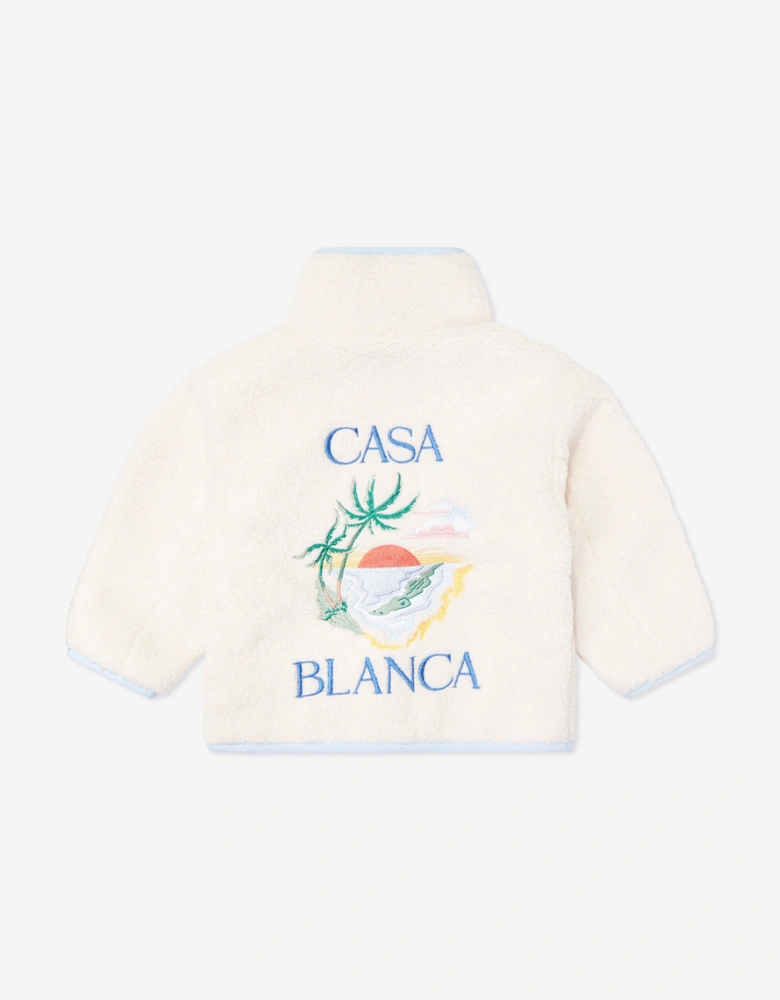 Casablanca Kids Phantasmagoria Embroidered Fleece Jacket in White