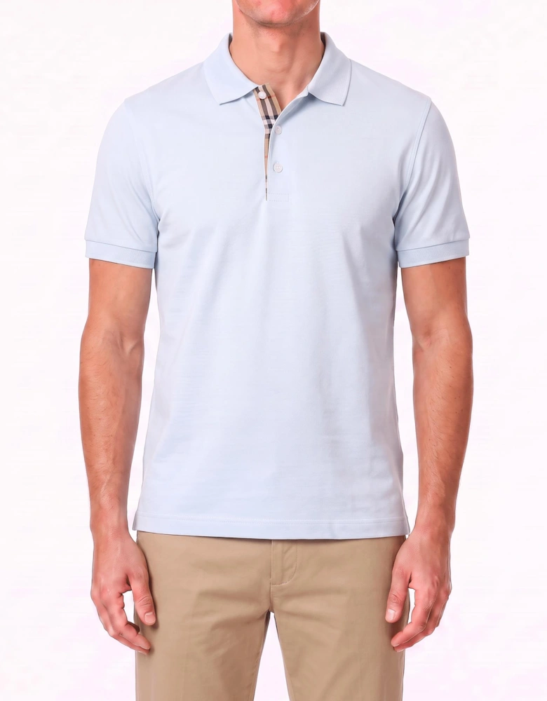 Burberry 'Hartford' Check Placket Polo Light Blue