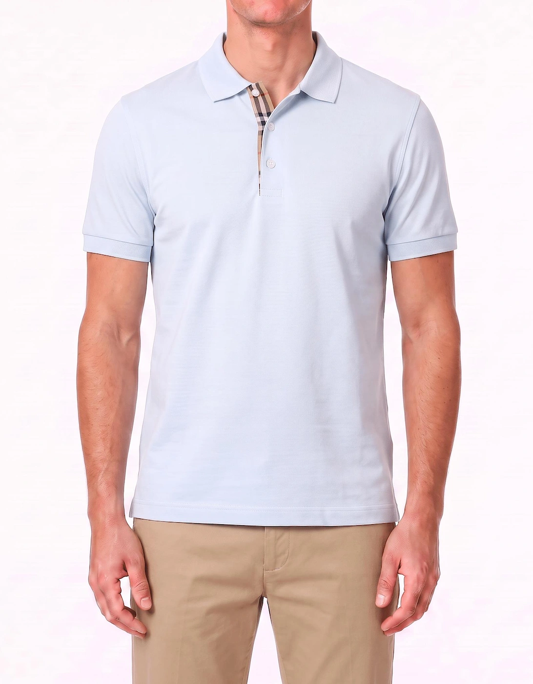 Burberry 'Hartford' Check Placket Polo Light Blue