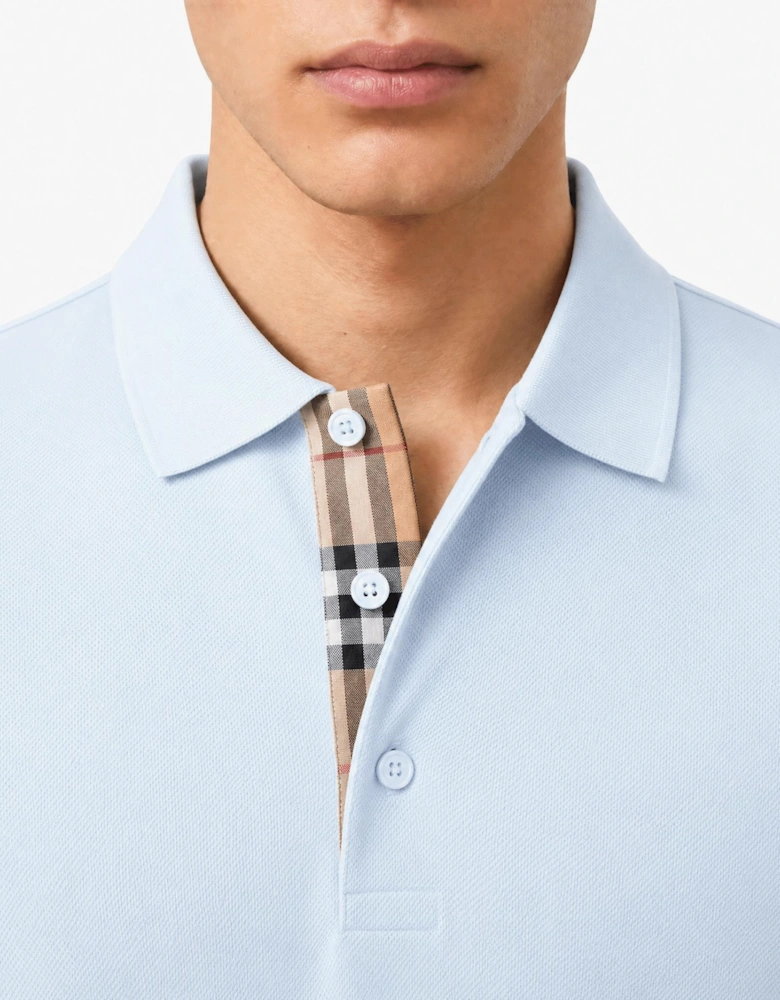Burberry 'Hartford' Check Placket Polo Light Blue