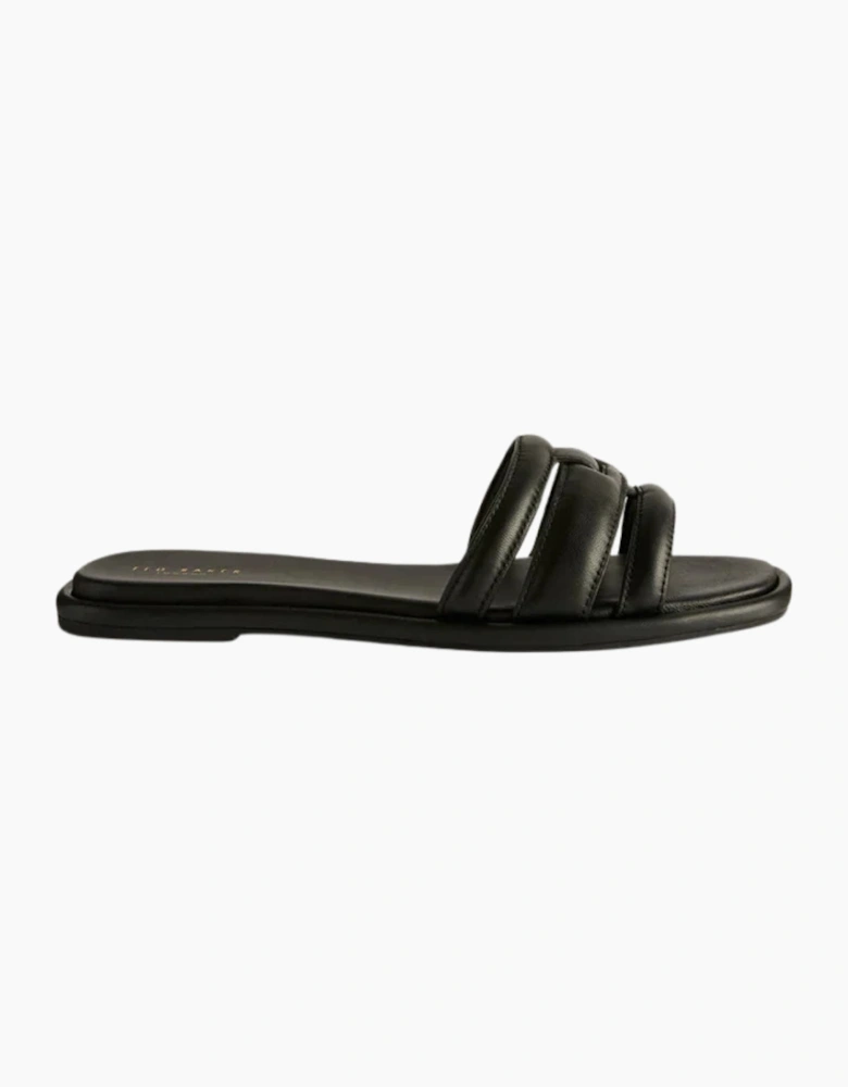 Ted Baker Leeiaa Flat Woven T Logo Black Slide Sandals