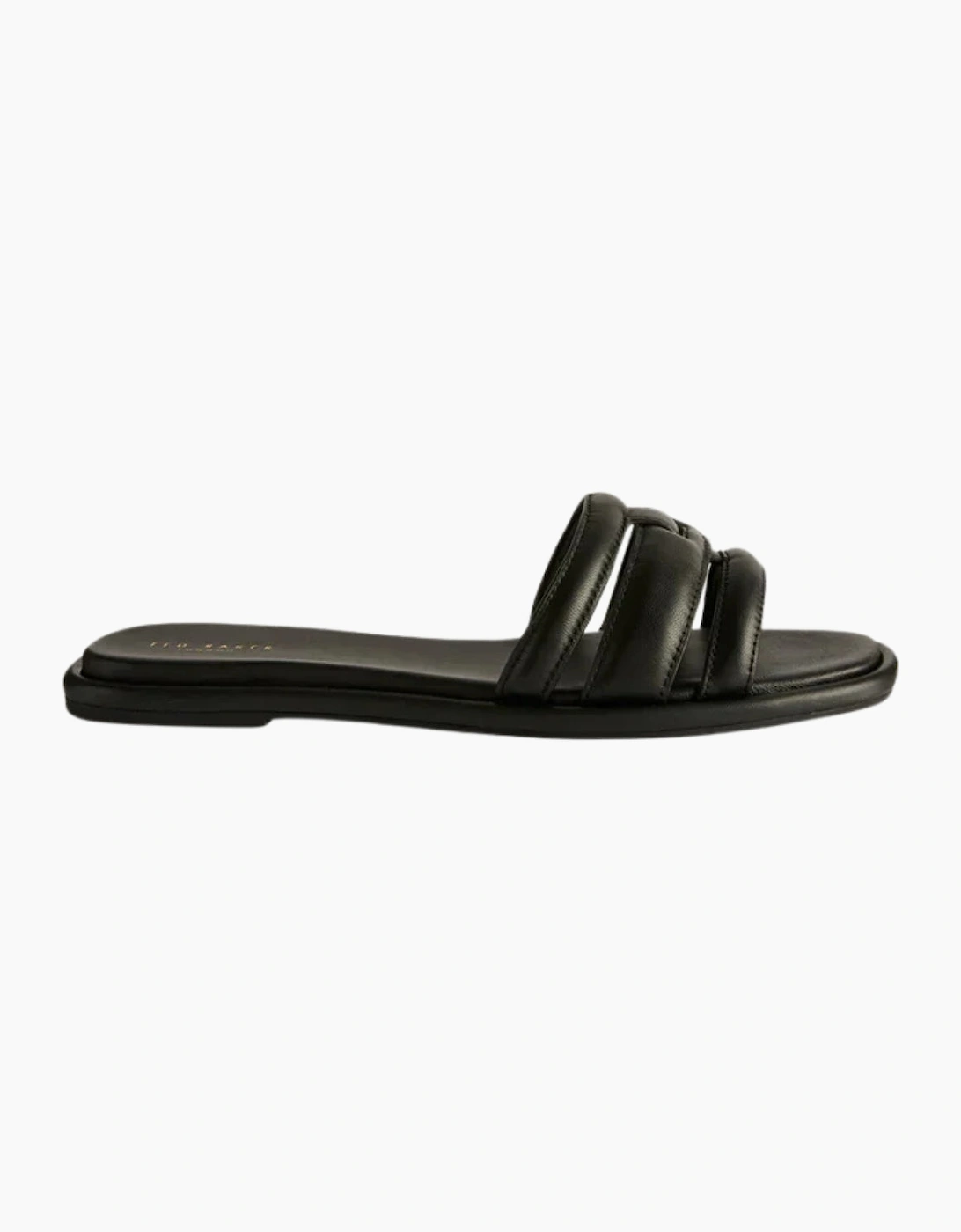 Ted Baker Leeiaa Flat Woven T Logo Black Slide Sandals