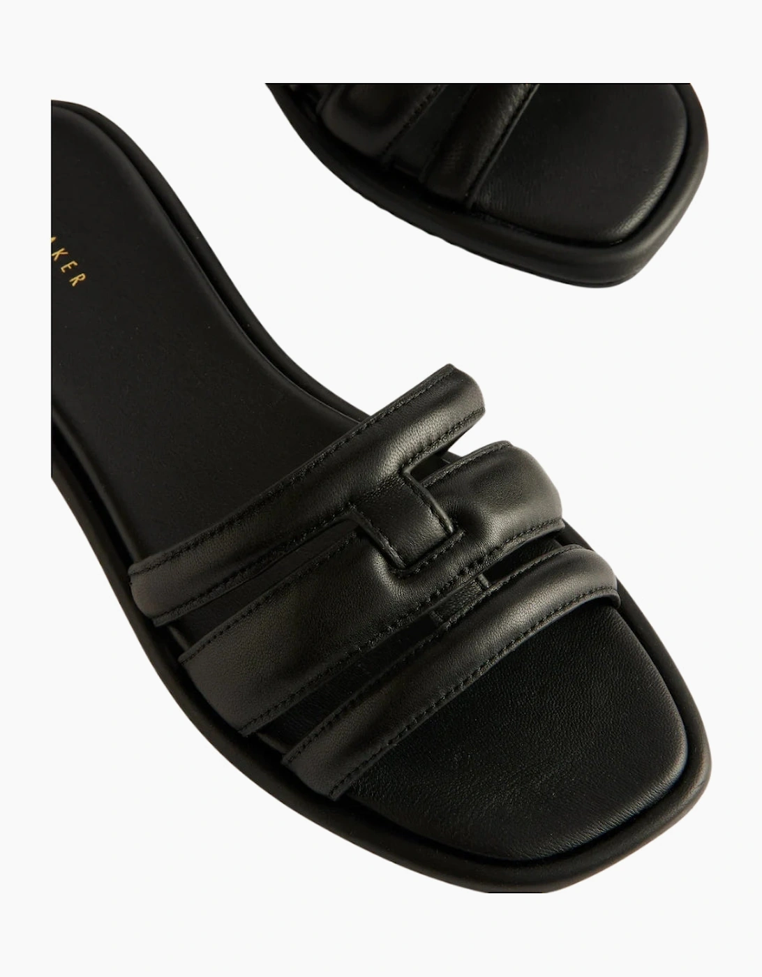 Ted Baker Leeiaa Flat Woven T Logo Black Slide Sandals