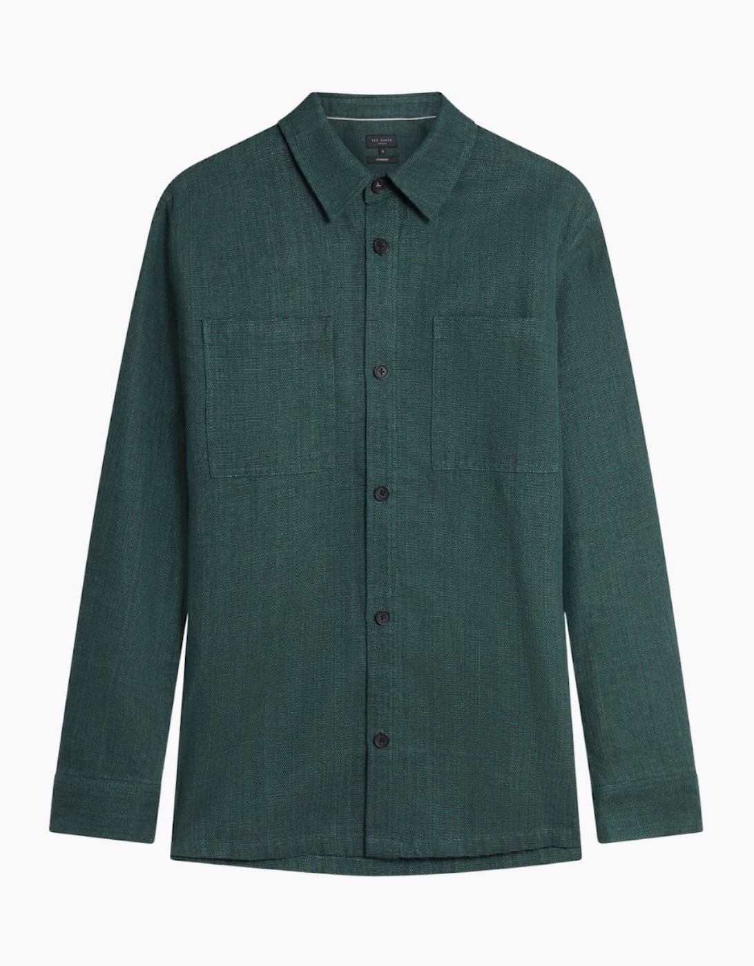 Men's Ted Baker Shaww Delave Linen Dark Green Overshirt - Size: Regular/36