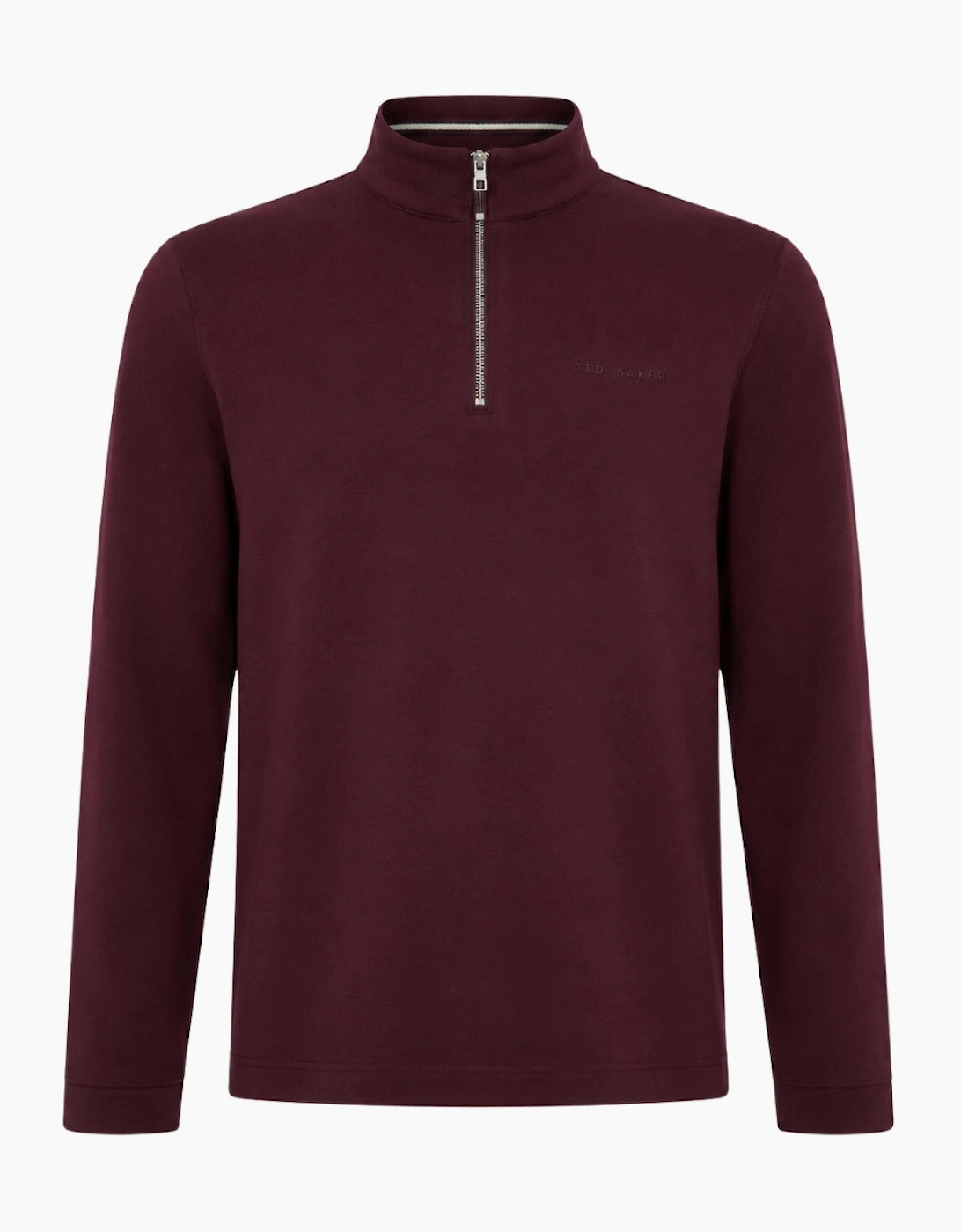 Ted Baker Actosj Branded Quarter Zip Maroon Sweater
