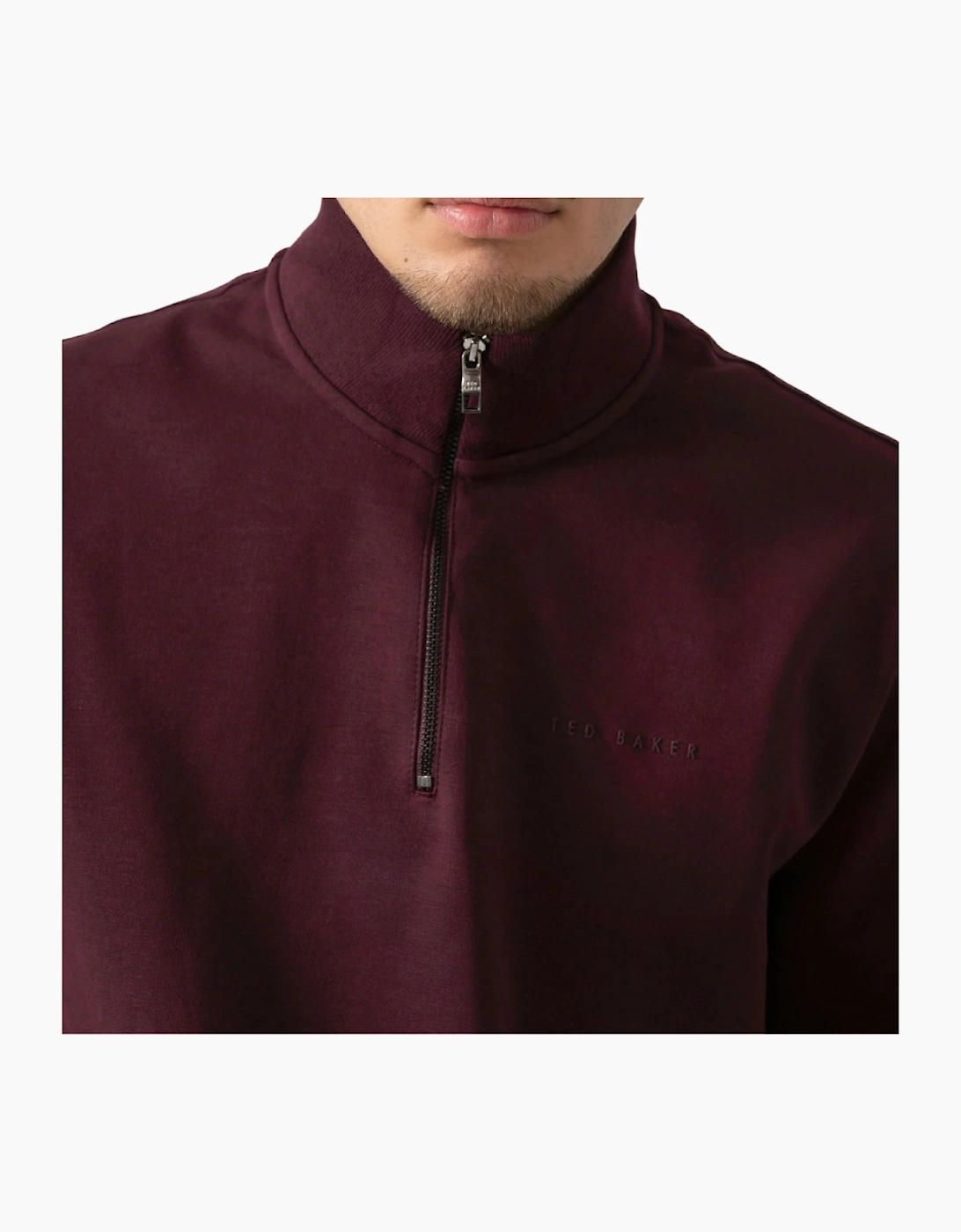 Ted Baker Actosj Branded Quarter Zip Maroon Sweater