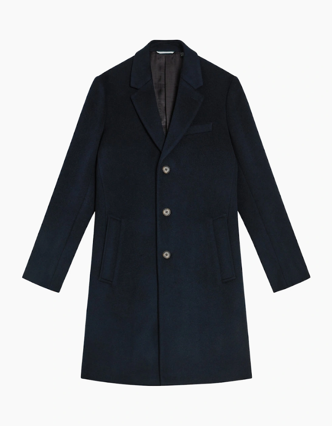 Ted Baker Men's Ted Baker Rueby Wool Blend City Navy Overcoat - Black
