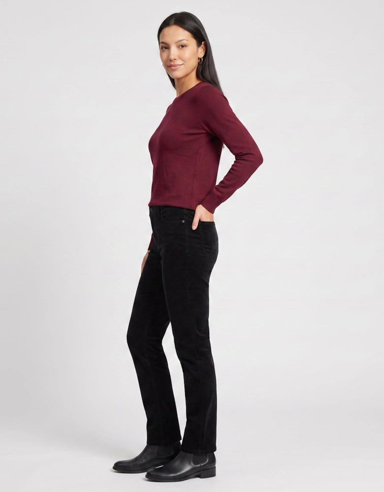 Black Corduroy Tapered Leg Trousers