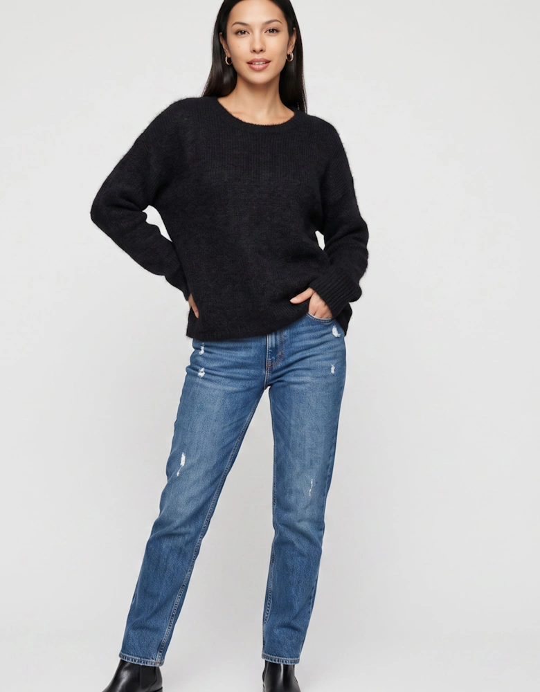 Black Long Sleeve Jewelled Back Knit Jumper