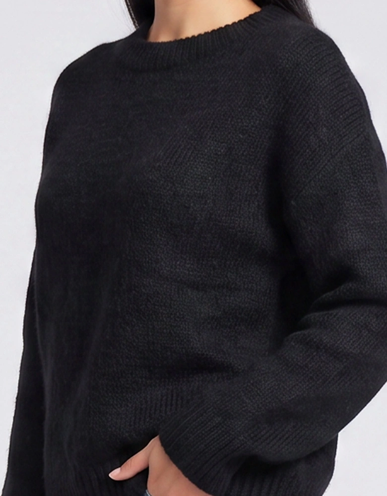 Black Long Sleeve Jewelled Back Knit Jumper