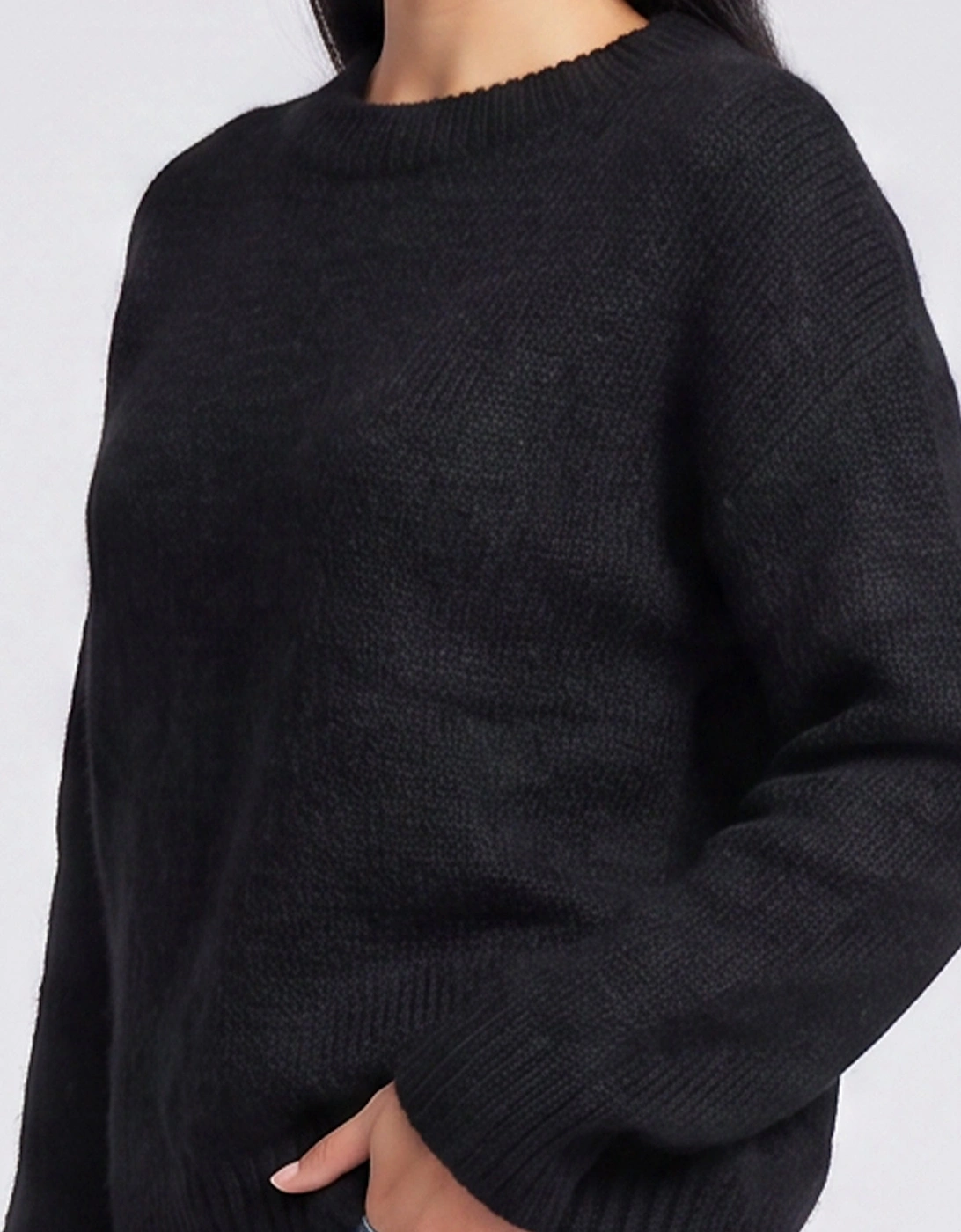Black Long Sleeve Jewelled Back Knit Jumper