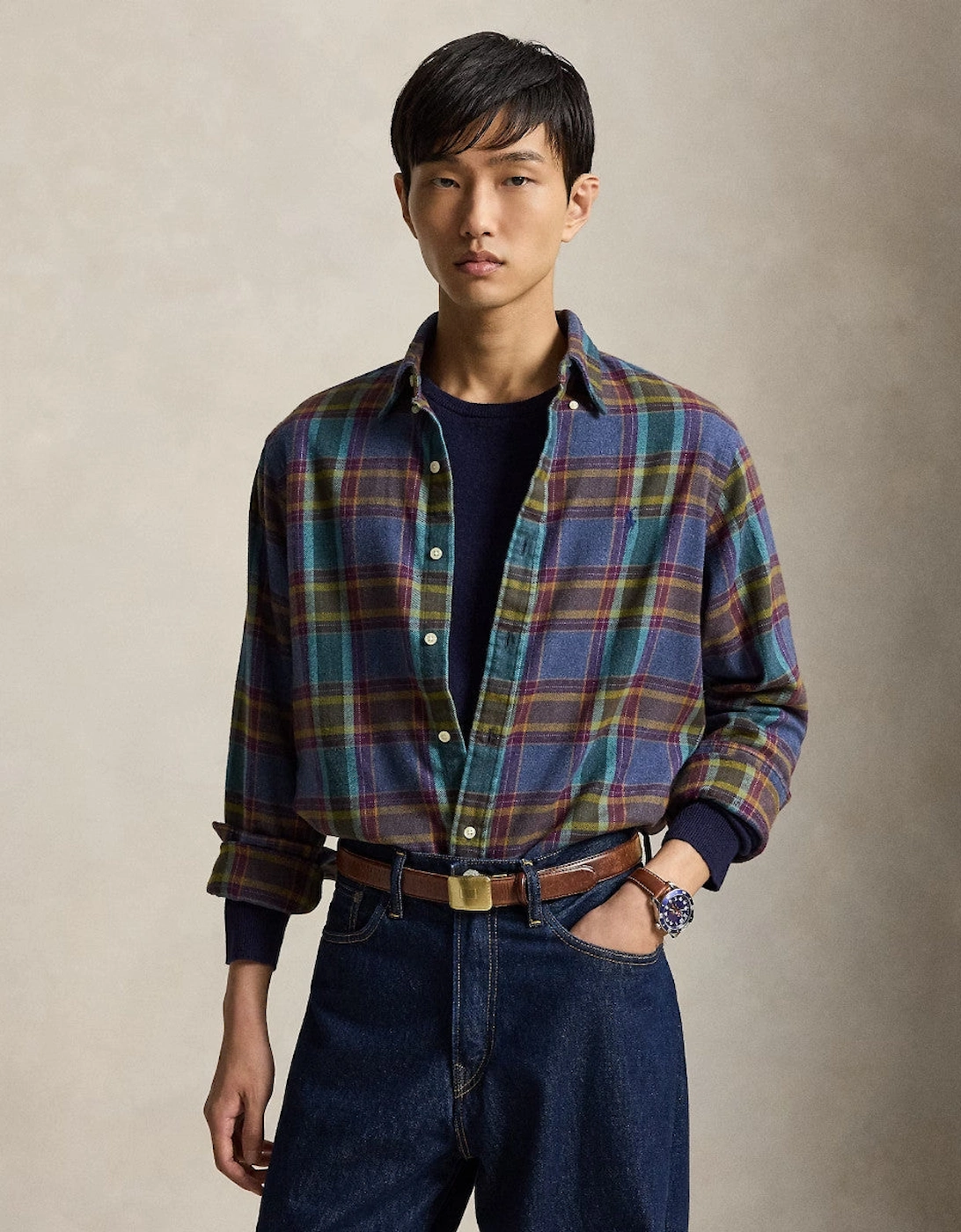 Polo Ralph Lauren Brushed Flannel Shirt 002 Blue Purple Heather