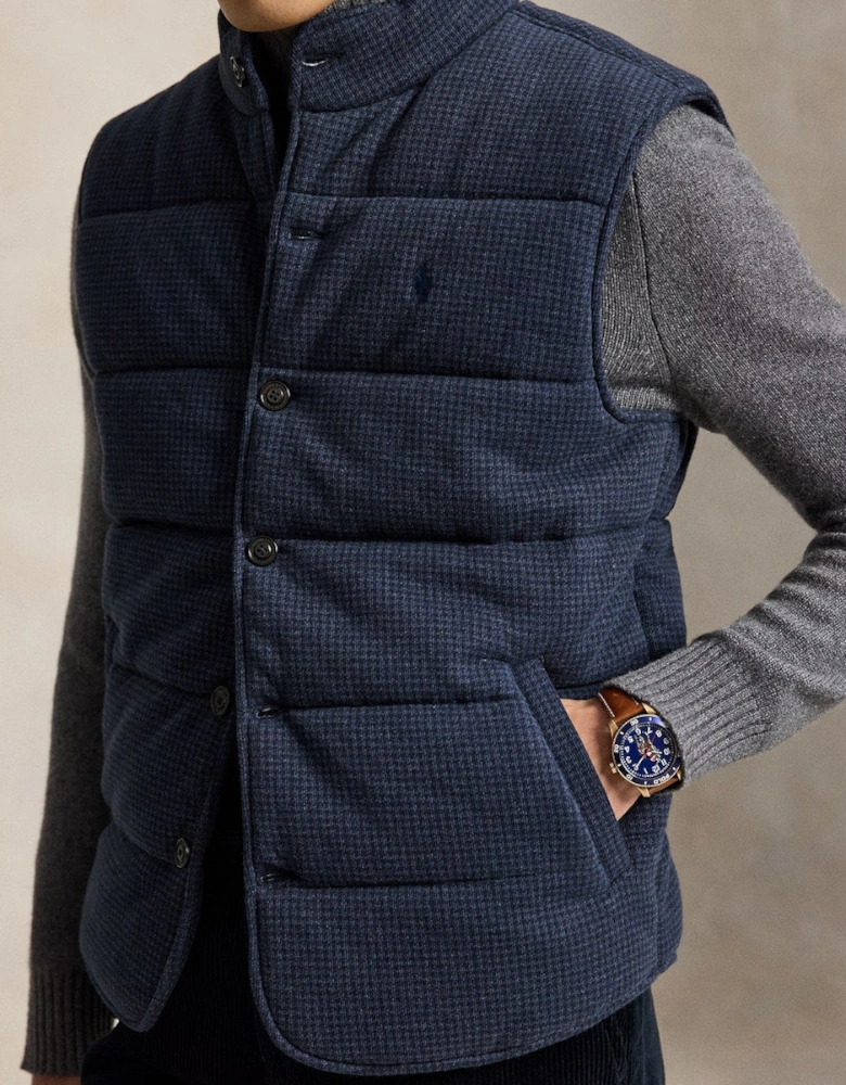 Polo Ralph Lauren Double Knit Jacq Gilet 002 Winter Navy Heather-Dogtooth