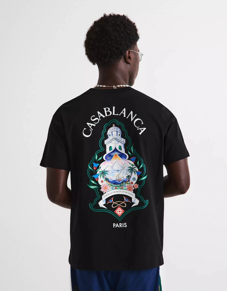CASABLANCA CASA HOTEL EMBLEM T-Shirt Black
