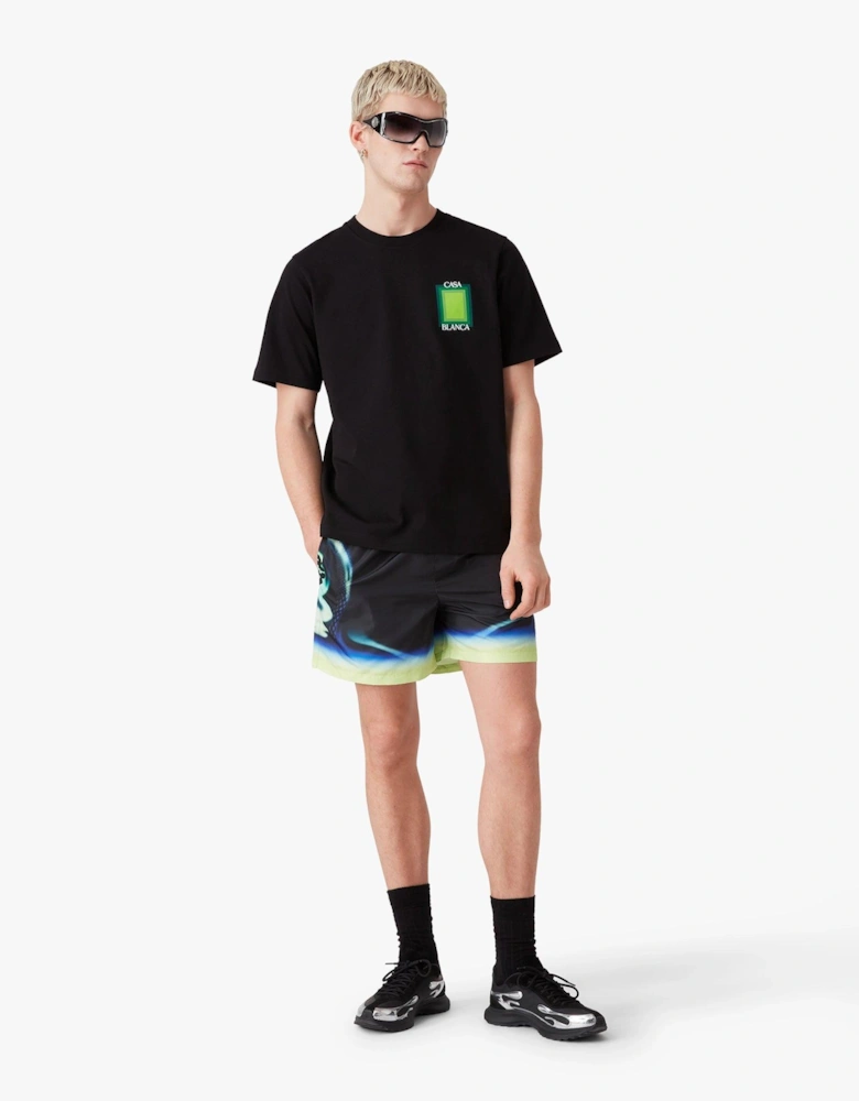 CASABLANCA CASA SQUARE LOGO SHORT SLEEVE T-SHIRT BLACK