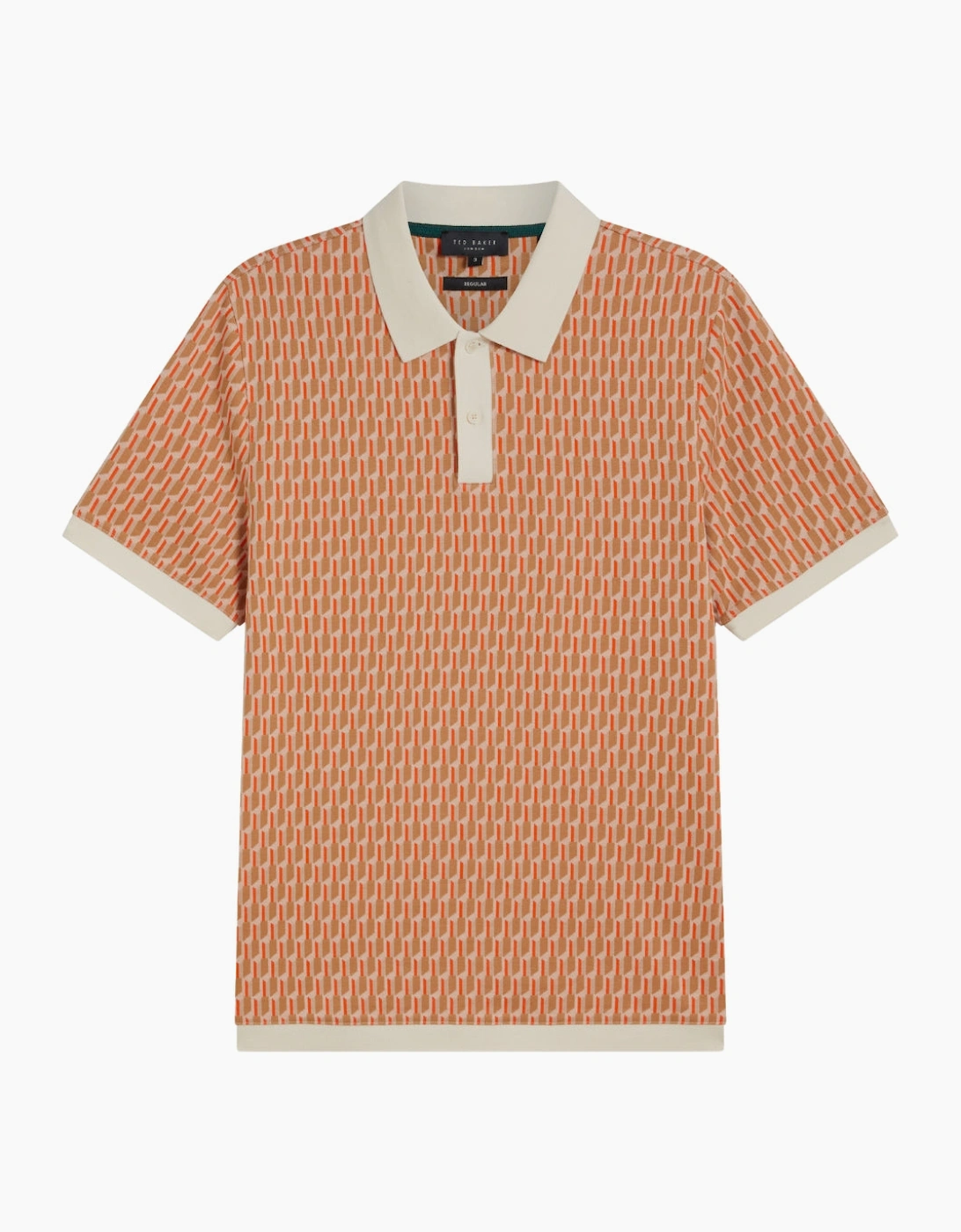 Men's Ted Baker Hamishs Jacquard Stripe Geo Camel Polo Shirt - Orange - Size: 36