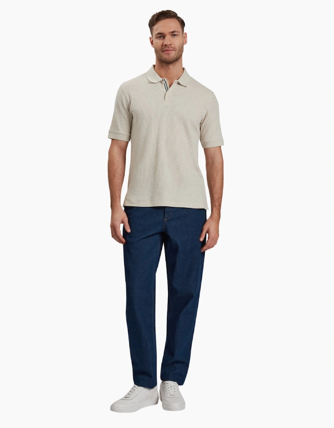 Ted Baker Redman Regular Textured Ecru Polo Shirt