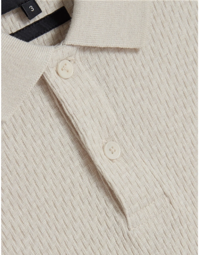 Ted Baker Redman Regular Textured Ecru Polo Shirt