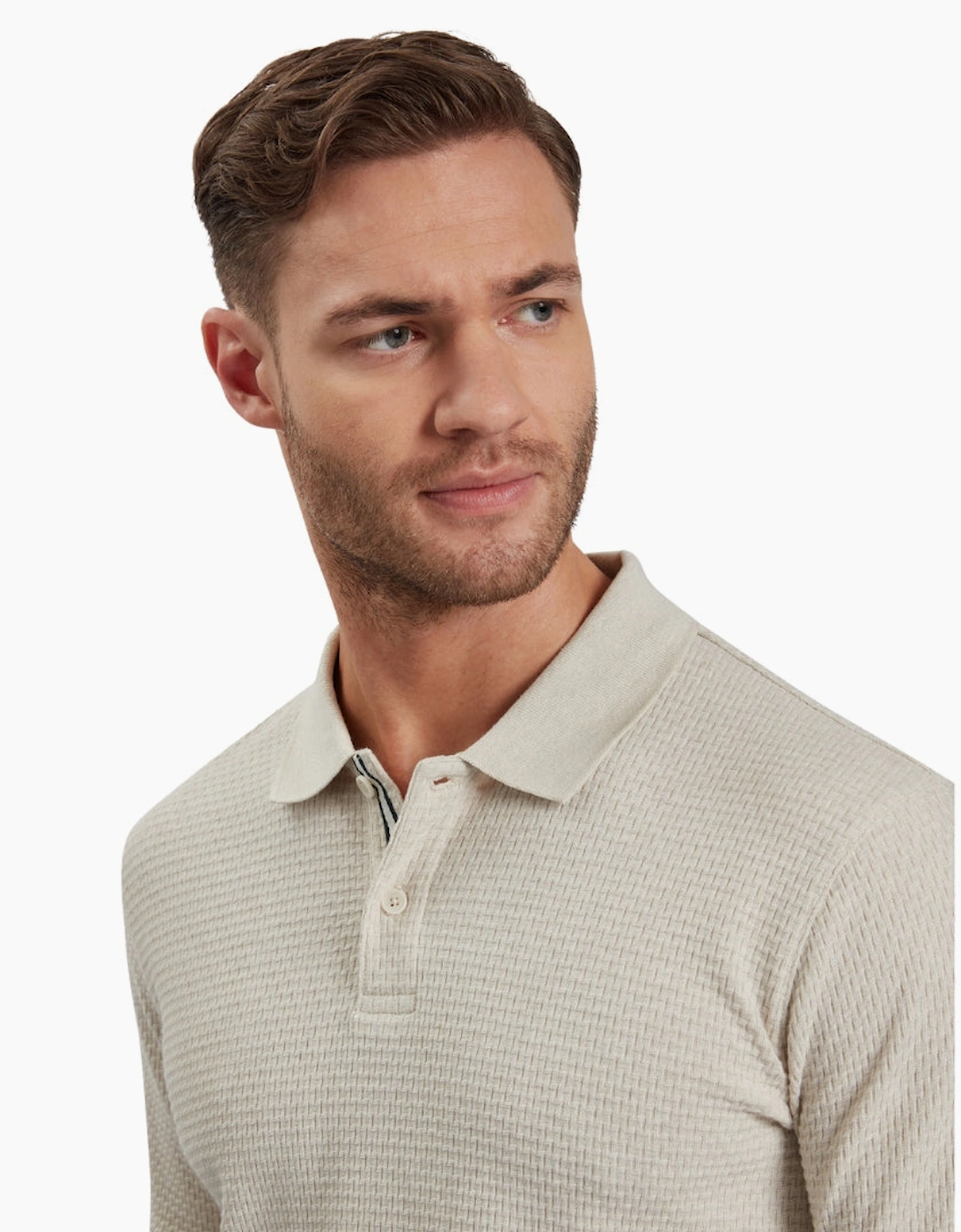 Ted Baker Redman Regular Textured Ecru Polo Shirt