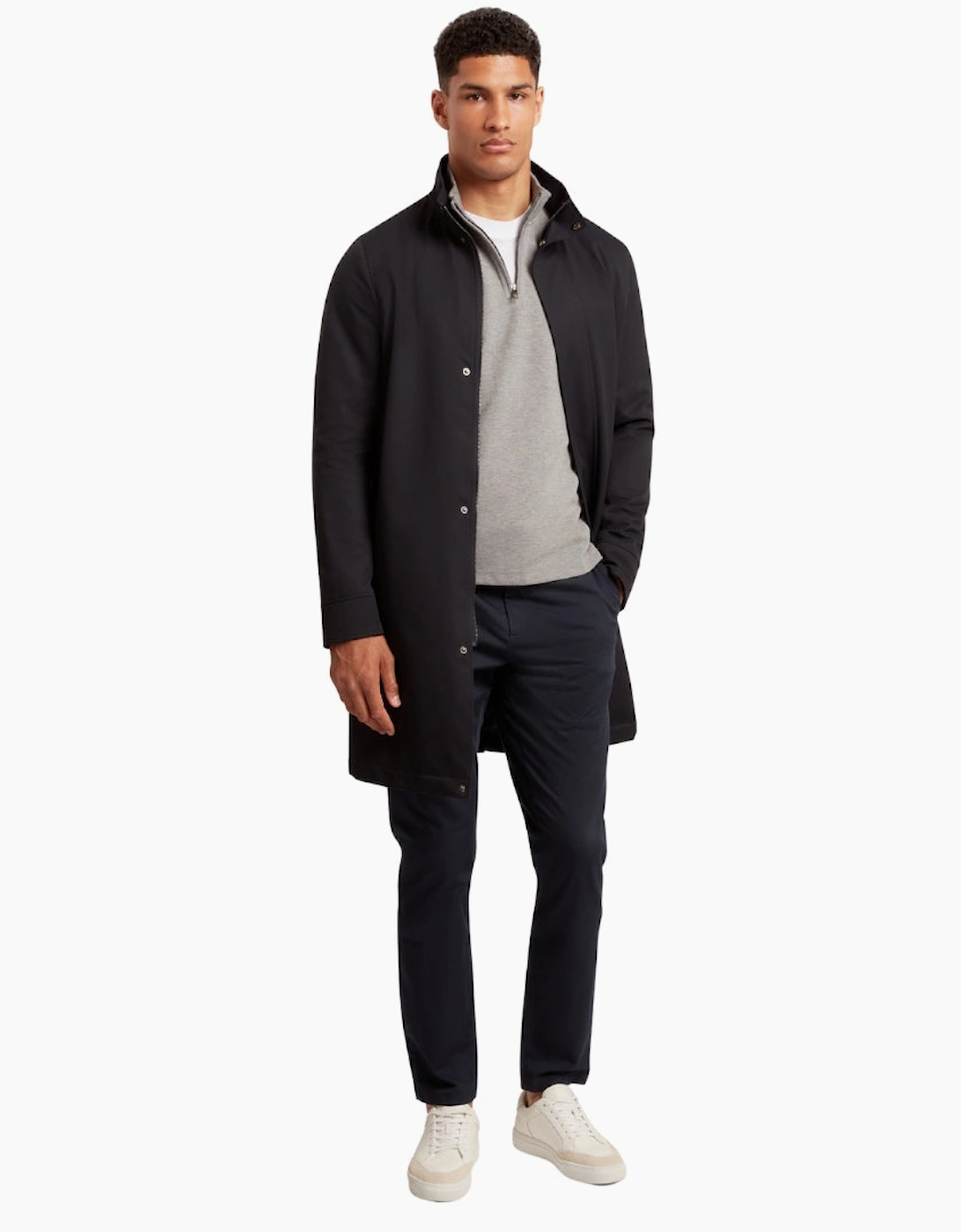 Ted Baker Crabtre Honeycomb Trim Mid Grey Half Zip Sweater