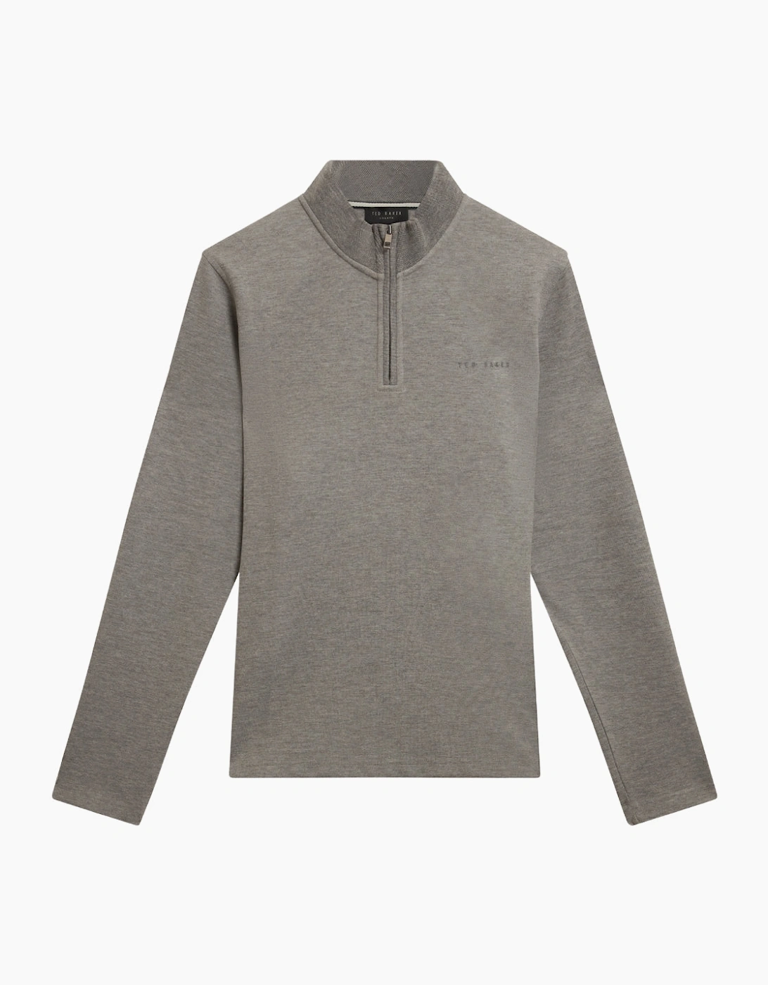 Ted Baker Crabtre Honeycomb Trim Mid Grey Half Zip Sweater