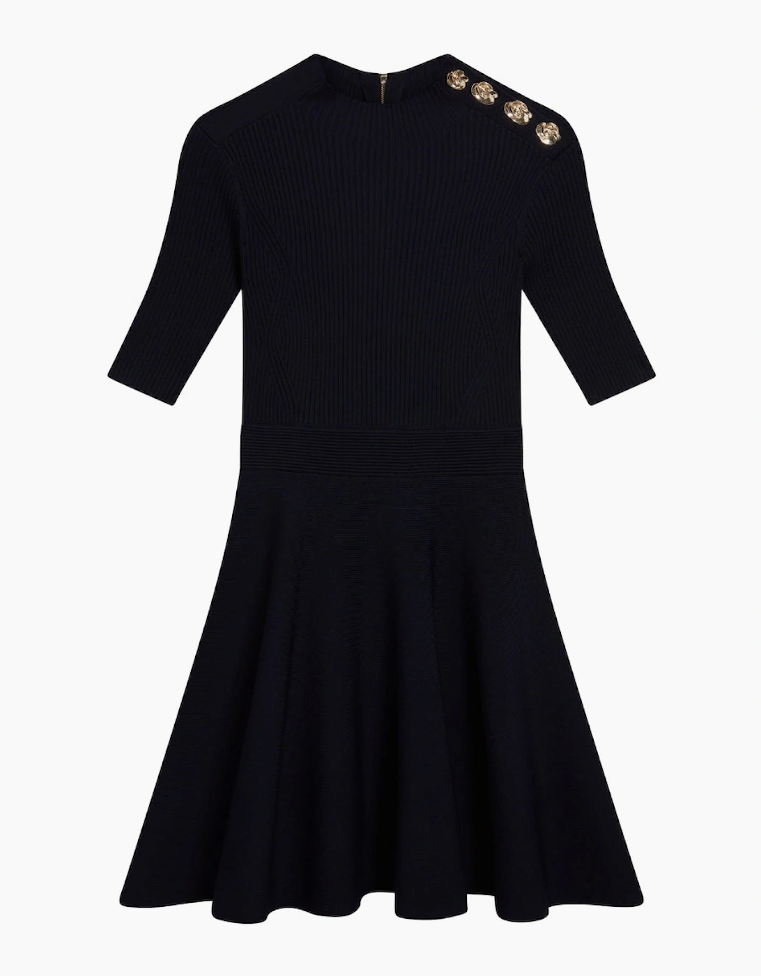 Ted Baker Women's Ted Baker Lilano Ribbed Knit Button Detail Navy Dress - Black