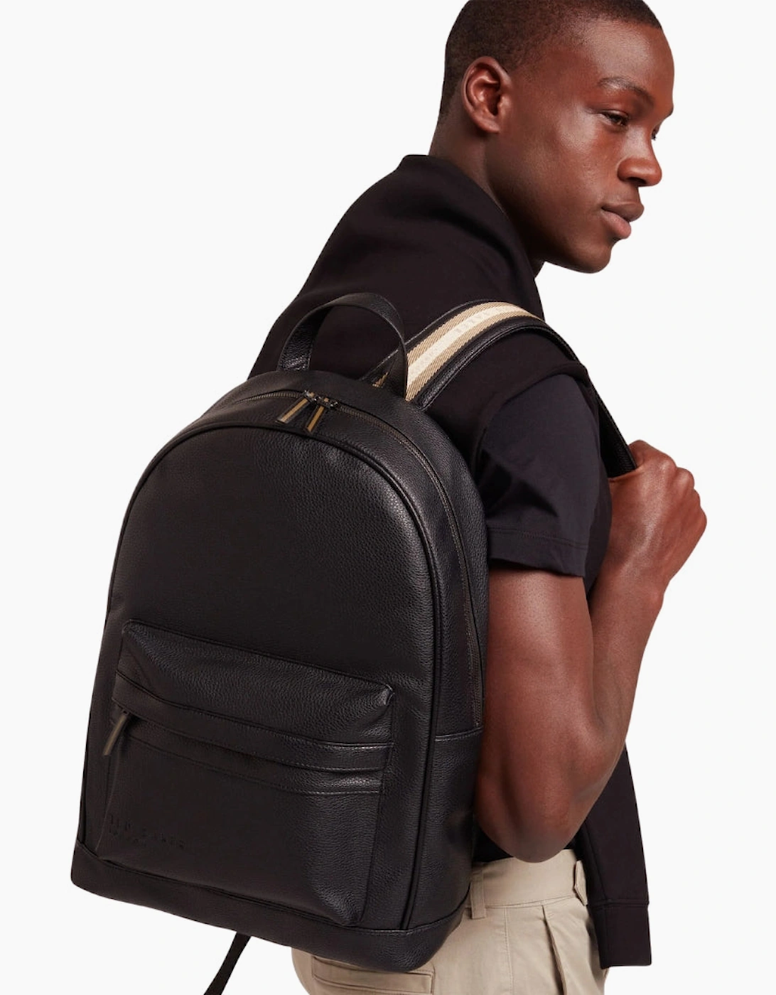 Ted Baker Kaileb Faux Leather Webbing Black Backpack