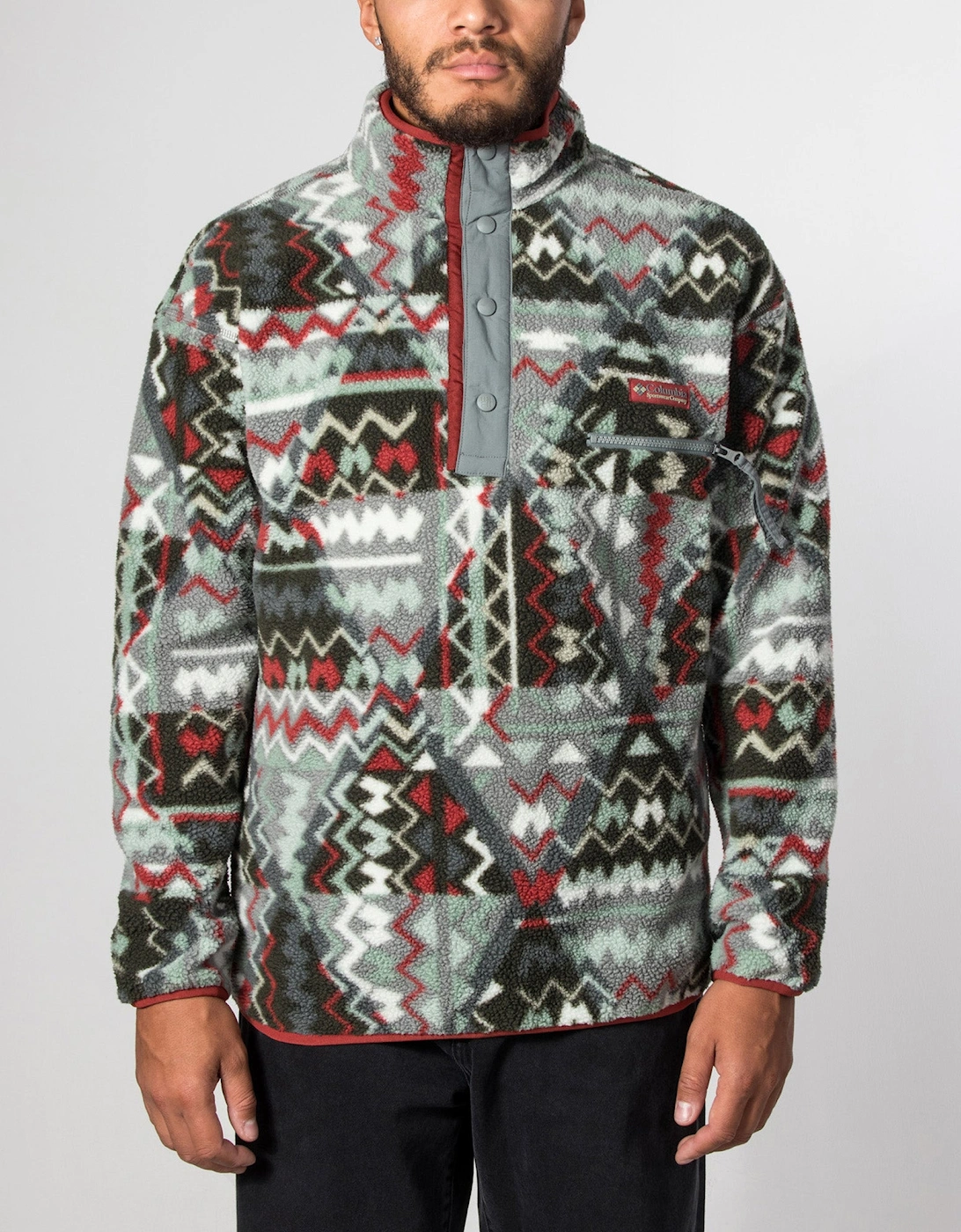 Regular Fit Helvetia II Printed Half Snap Fleece