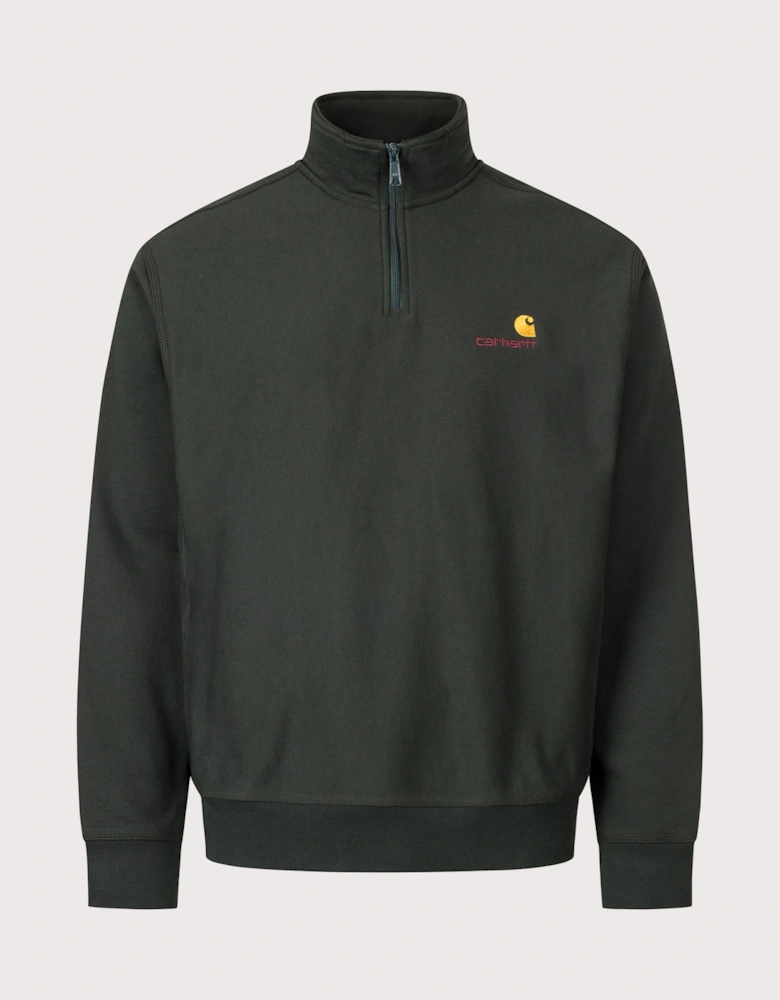 Loose Fit Quarter Zip American Script Sweatshirt