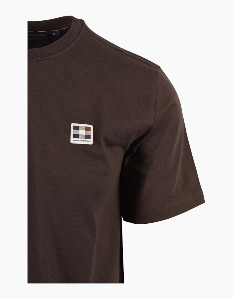 AQUASCUTUM BADGE T-SHIRT CHOCOLATE BROWN