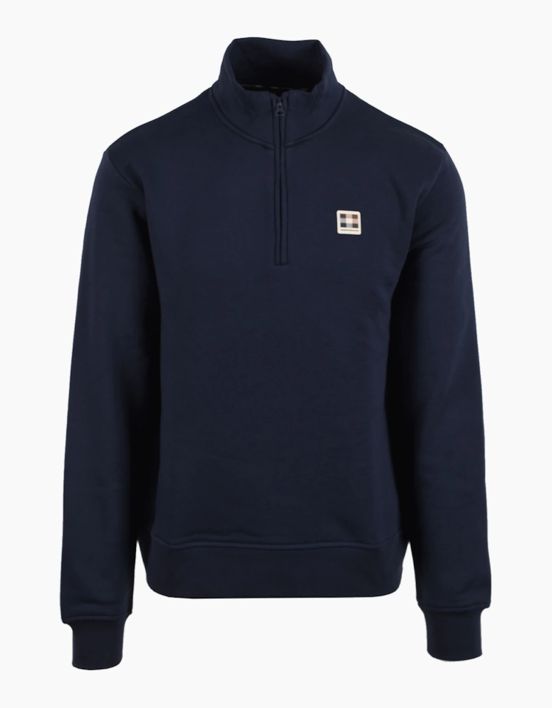 AQUASCUTUM BADGE HALF ZIP NAVY