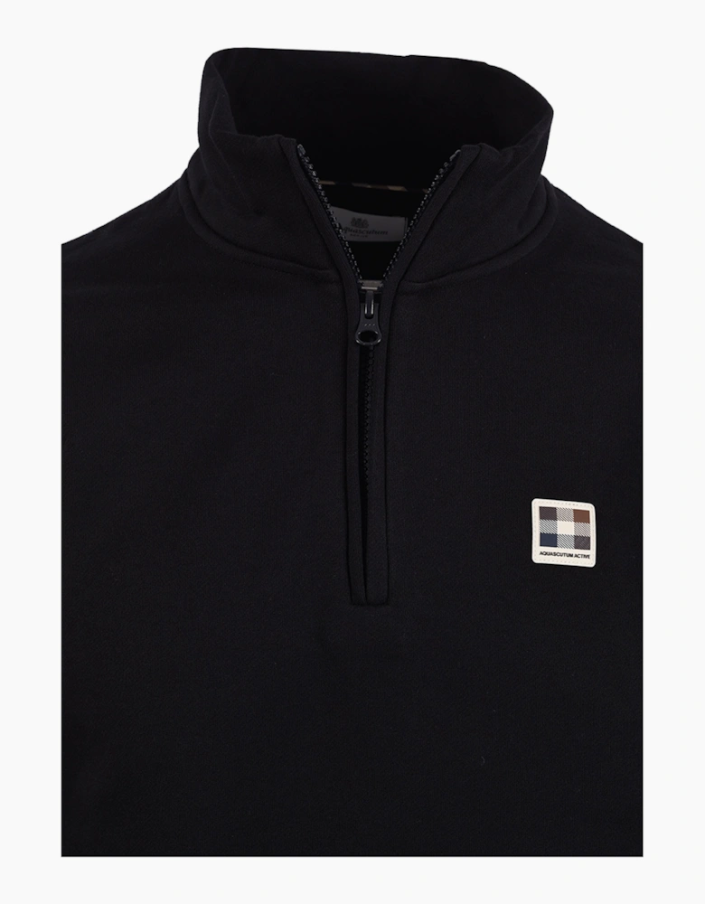 AQUASCUTUM BADGE HALF ZIP BLACK